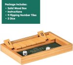 Schylling Shut the Box - Family Game of Strategy and Chance - Includes Collectible Wooden Game Box. Felt Bottom. Rounded Dice. and Detailed Instructions - Ages 6 and Up