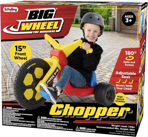 Schylling Big Wheel Chopper - BWCHP - Low-Riding Tricycle with Adjustable Seat for Growing Child up to 70 lbs. - Original Classic Bike - Ages 3 and Up